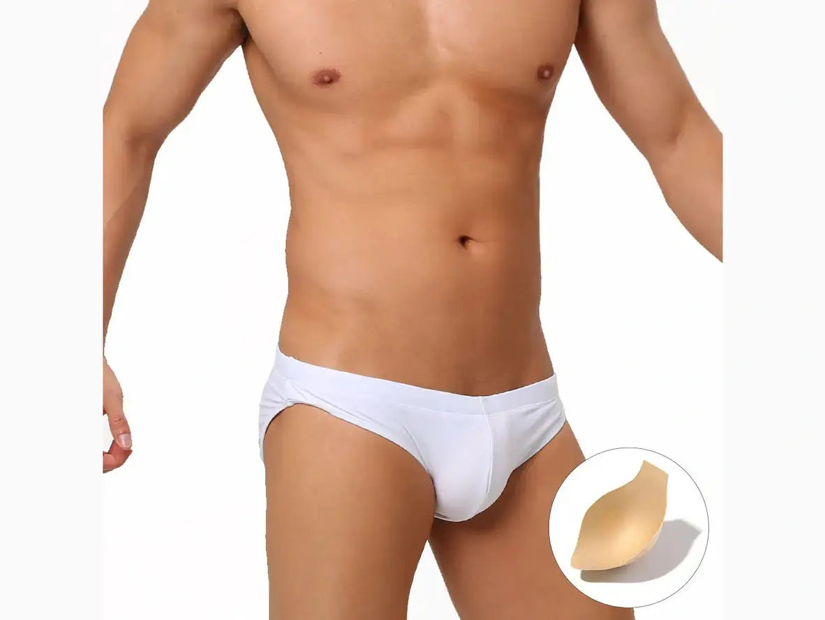 Gay Swim Briefs | UXH Swimwear White Black Pocket Pushup Pad Swim Briefs