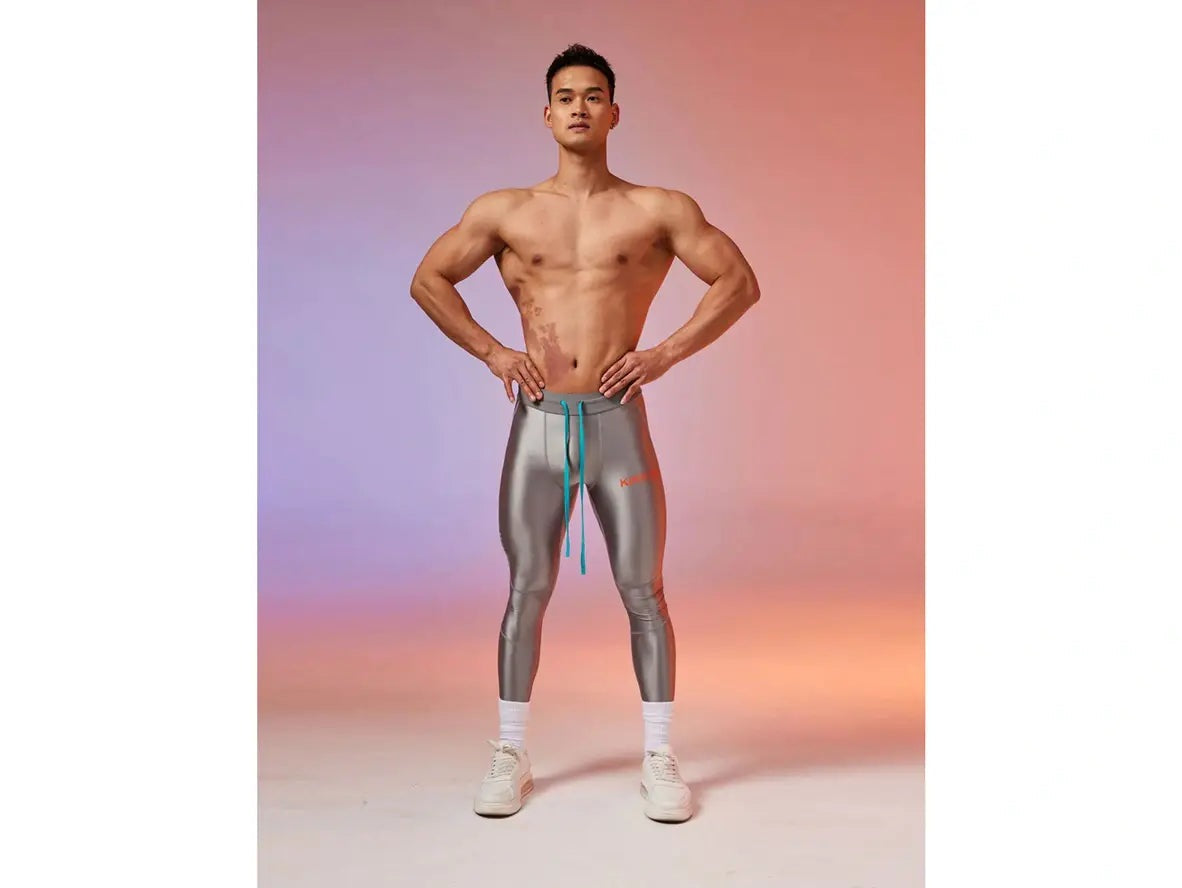 Gay Leggings | Futurism Glossy Sexy Silver Training Tights