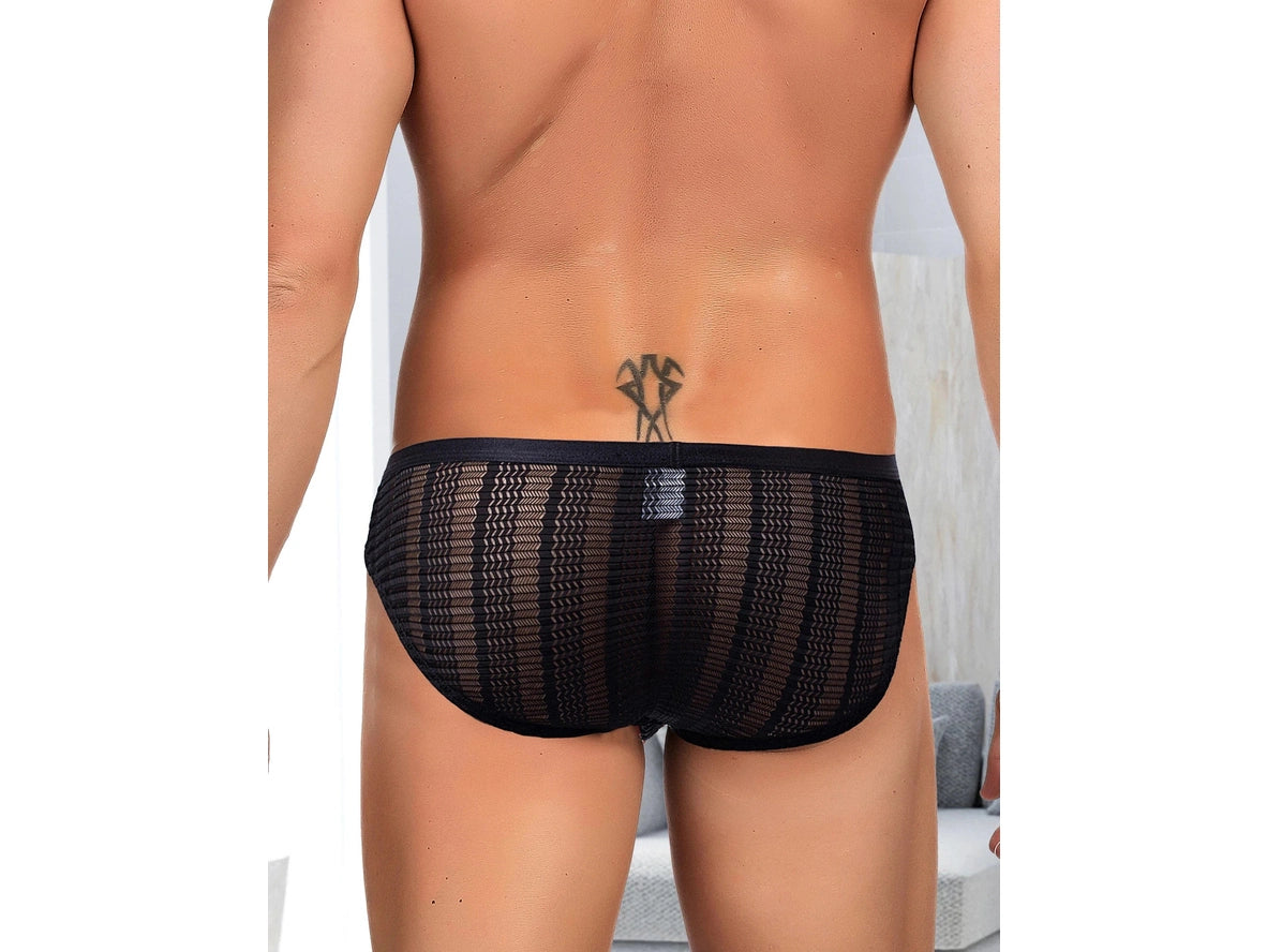 Wind Flow - Athletic Mesh Black Gay Briefs
