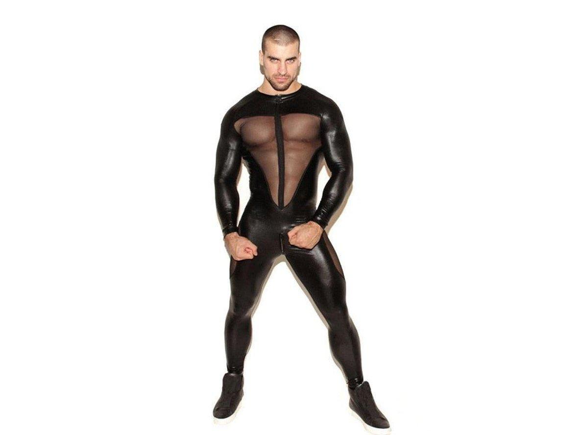 Gay Bodysuits | Clubwear Wet Look See-Through Bodysuit