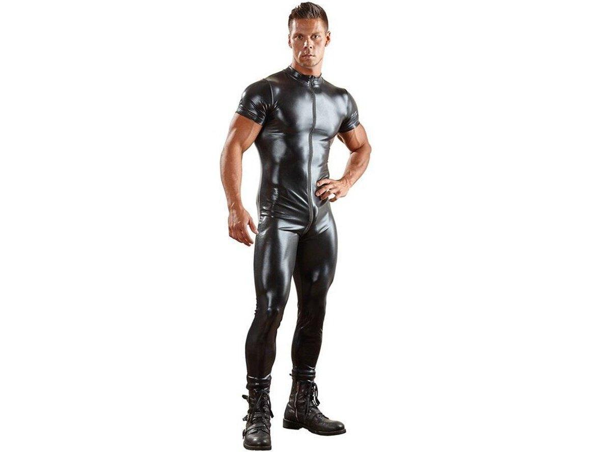 Gay Bodysuits | Clubwear Faux Leather Tight Skin Full Bodysuit Front Zipper