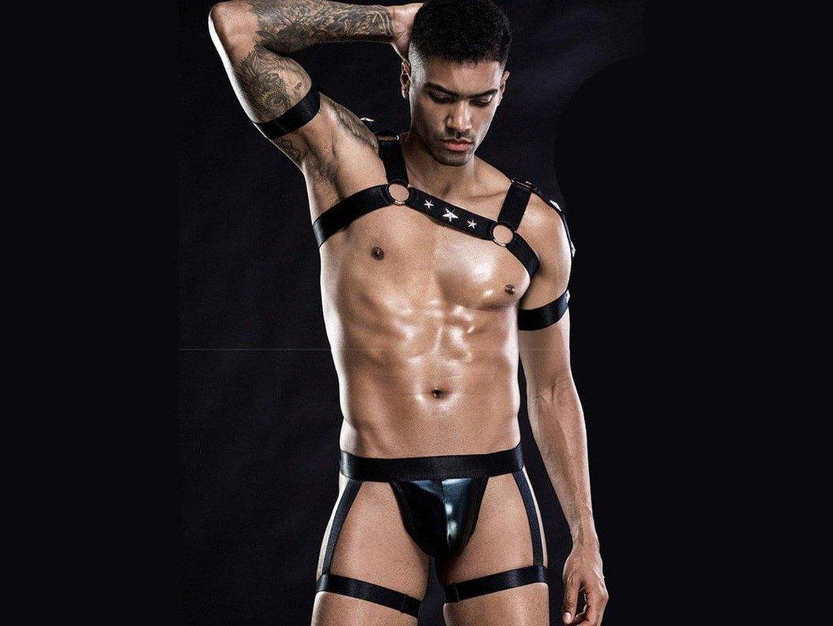 Gay Bodysuits | Clubwear Leg & Chest Harness Straps