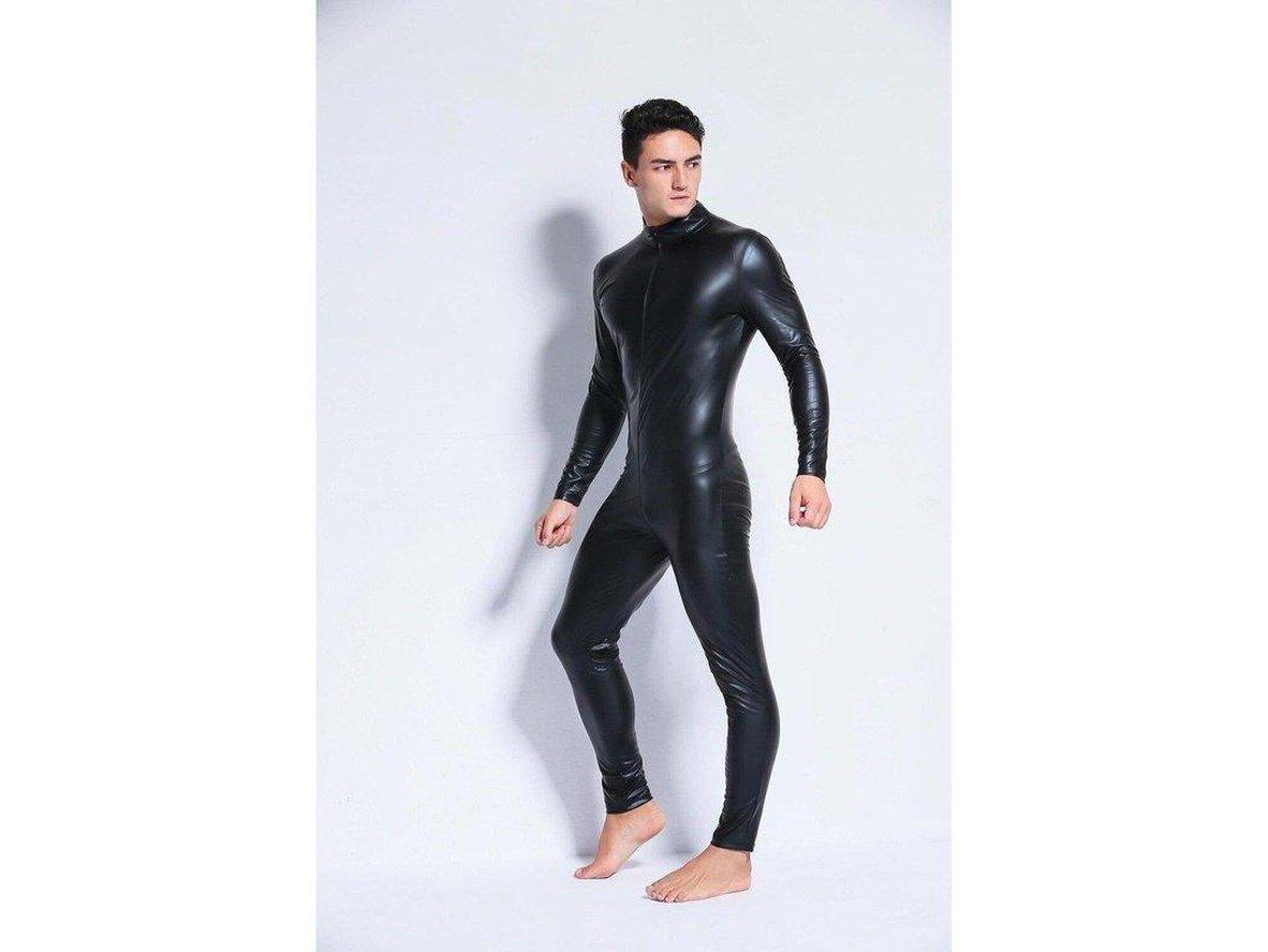 Gay Bodysuits | Wet Look Faux Leather One Piece Bodysuit