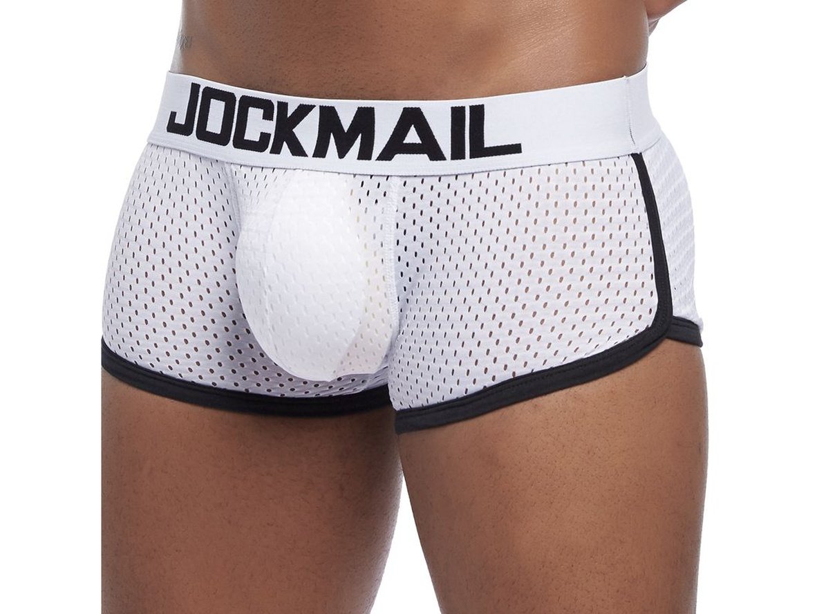 Gay Boxer Briefs | JOCKMAIL Underwear Mesh Butt Lifter Pouch Padded Boxers
