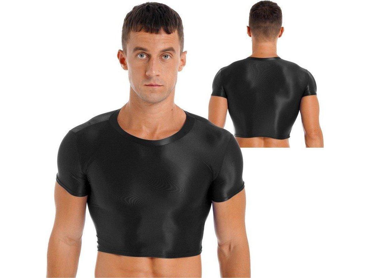 Gay Crop Tops | Clubwear Smooth Glossy Short Sleeve Crop Tops