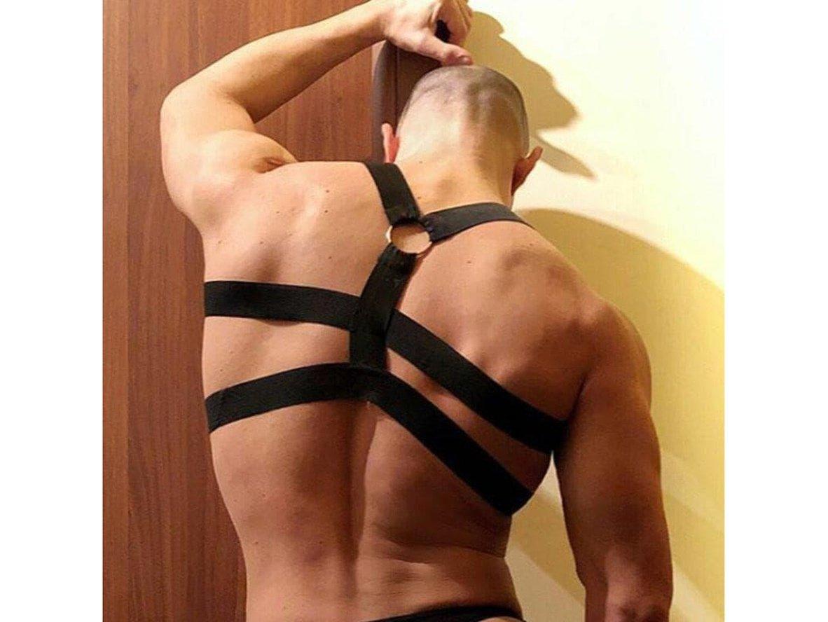 Gay Harness | CLEVER-MENMODE Metal Ring Elastic Belt Harness