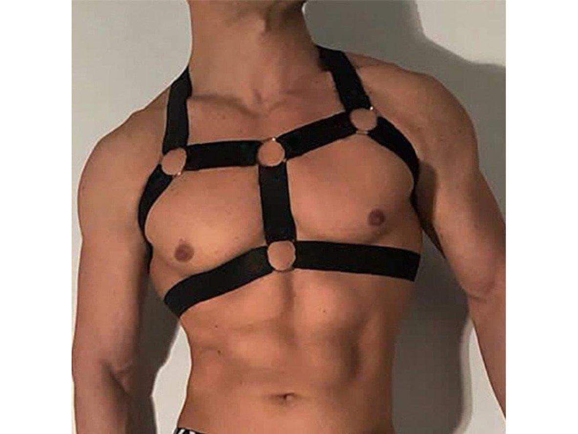 Gay Harness | CLEVER-MENMODE Metal Ring Elastic Belt Harness
