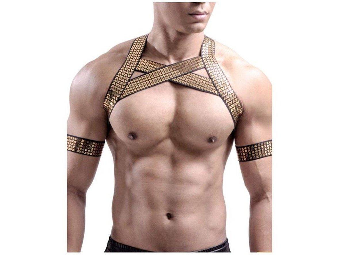 Gay Harness | Clubwear Gold Straps Chest Harness