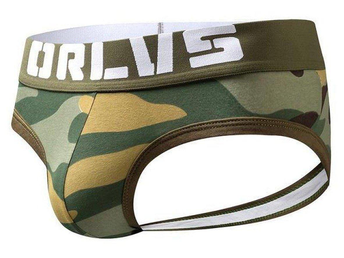 Gay Jock Briefs | ORLVS Camo Open Butt Jock Briefs