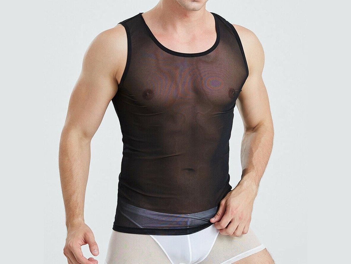 Gay Loungewear | Sleeveless Mesh See-Through Sheer Shirt