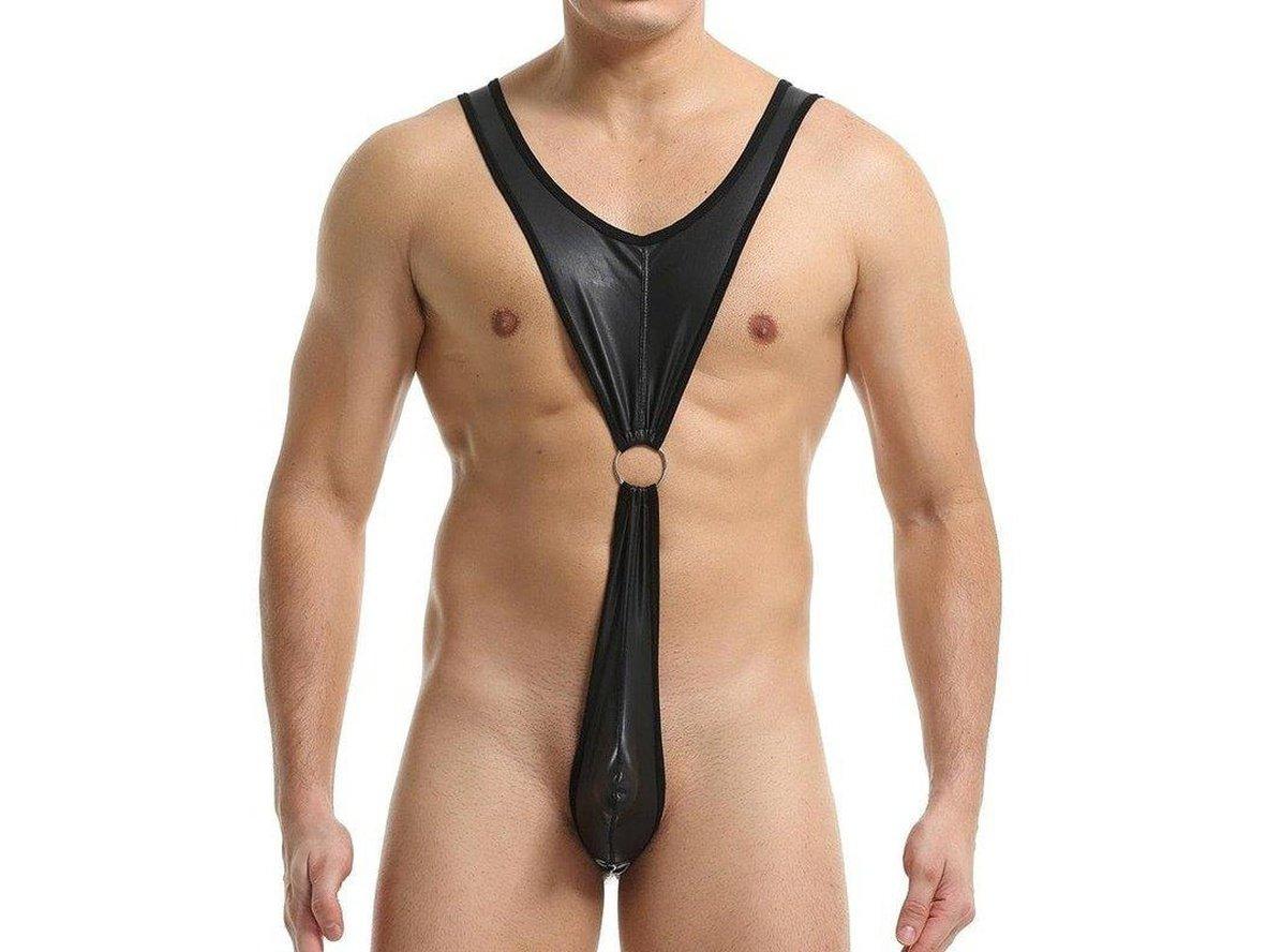 Gay Mankini | Faux Leather Mankini Bodysuit