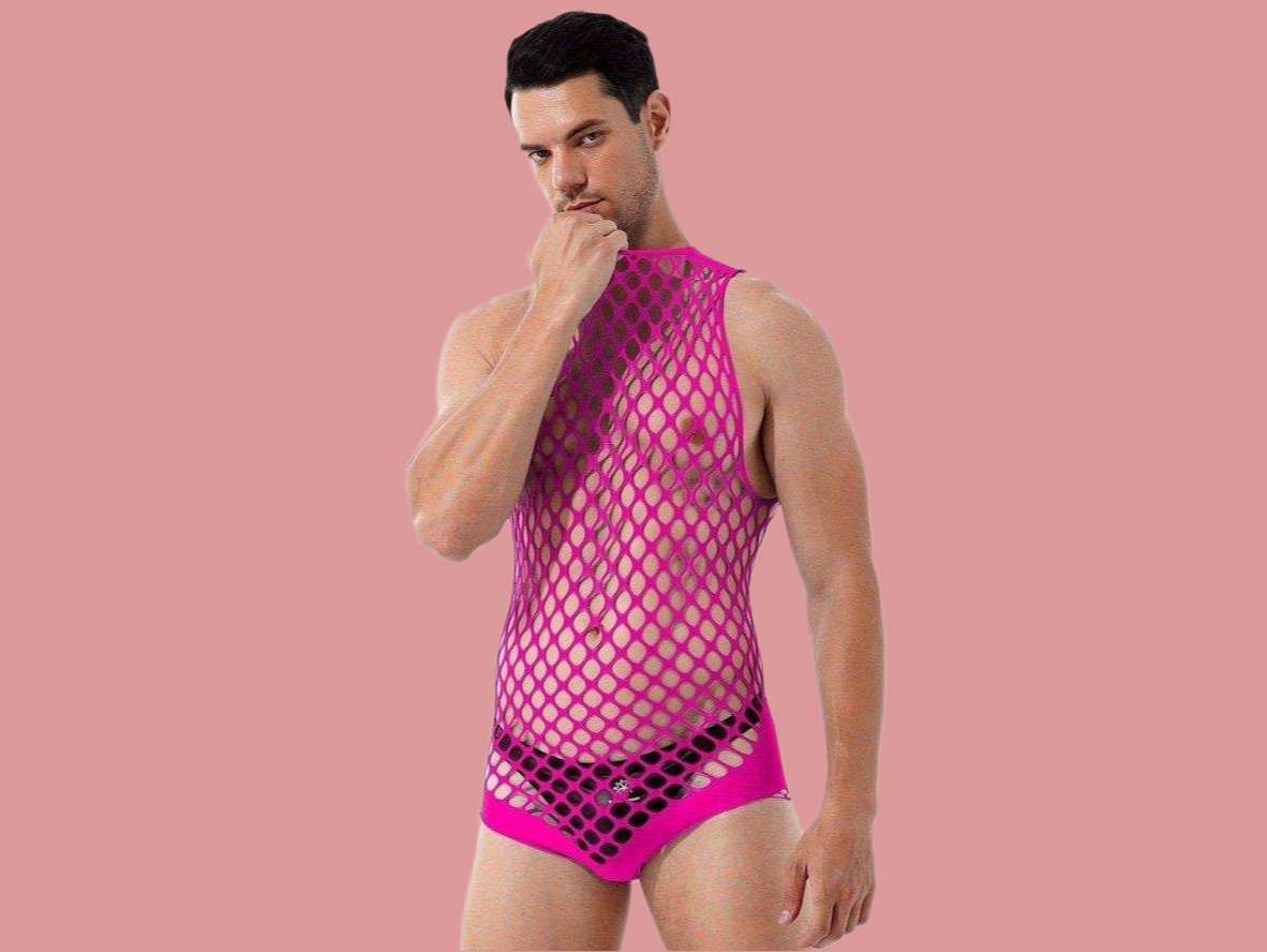 Gay Swim Bodysuits | Netted Sleeveless Bodysuit