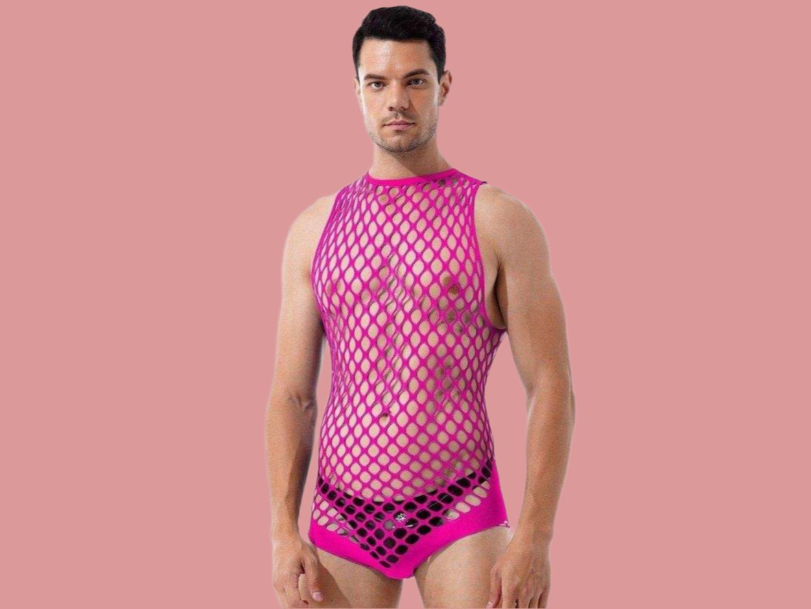 Gay Swim Bodysuits | Netted Sleeveless Bodysuit
