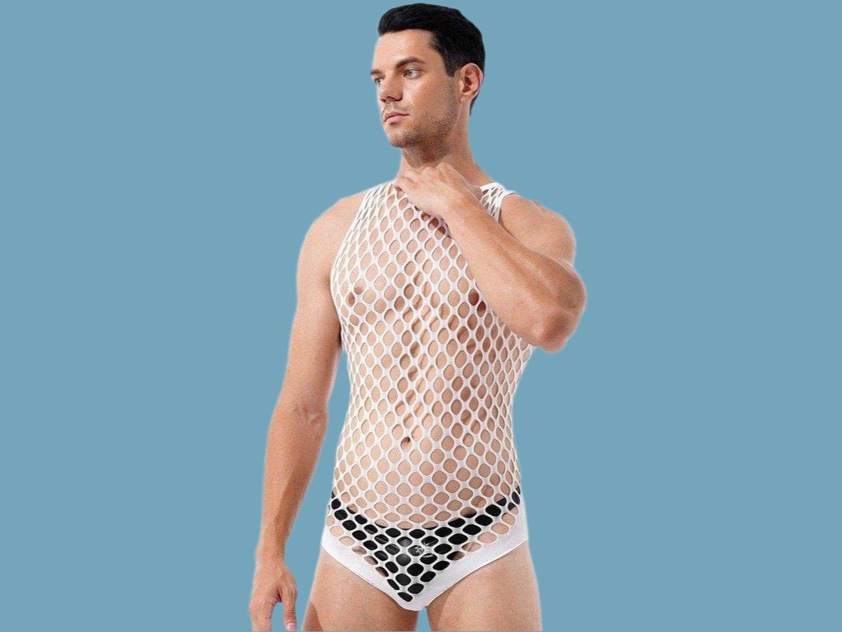 Gay Swim Bodysuits | Netted Sleeveless Bodysuit