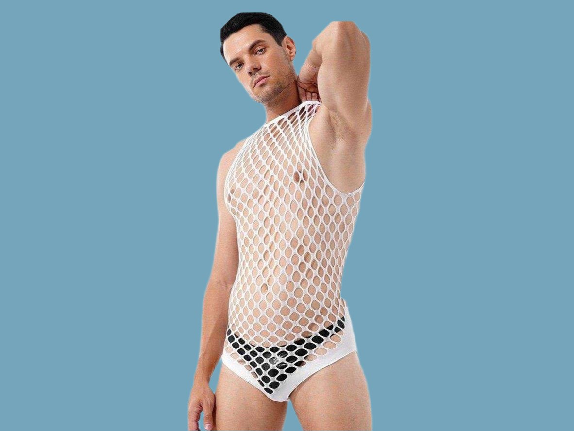 Gay Swim Bodysuits | Netted Sleeveless Bodysuit