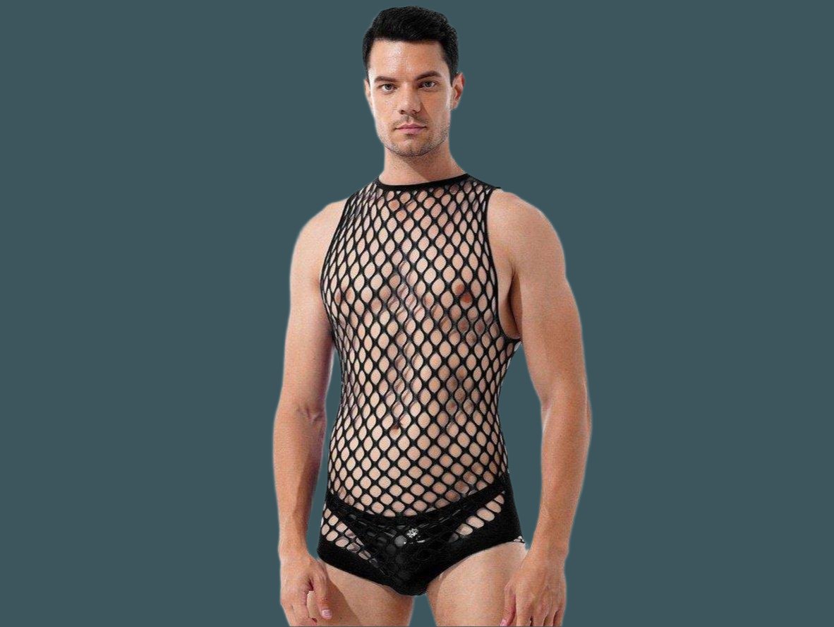 Gay Swim Bodysuits | Netted Sleeveless Bodysuit