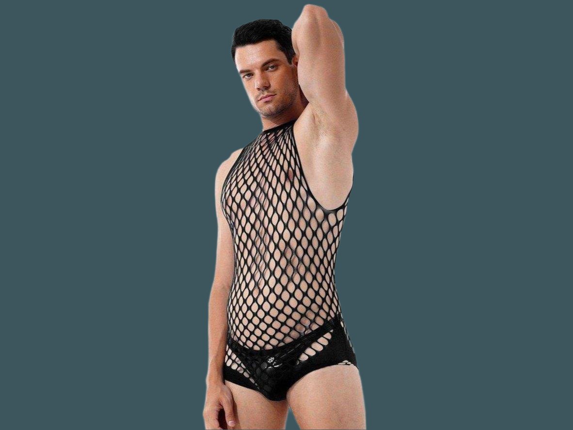 Gay Swim Bodysuits | Netted Sleeveless Bodysuit
