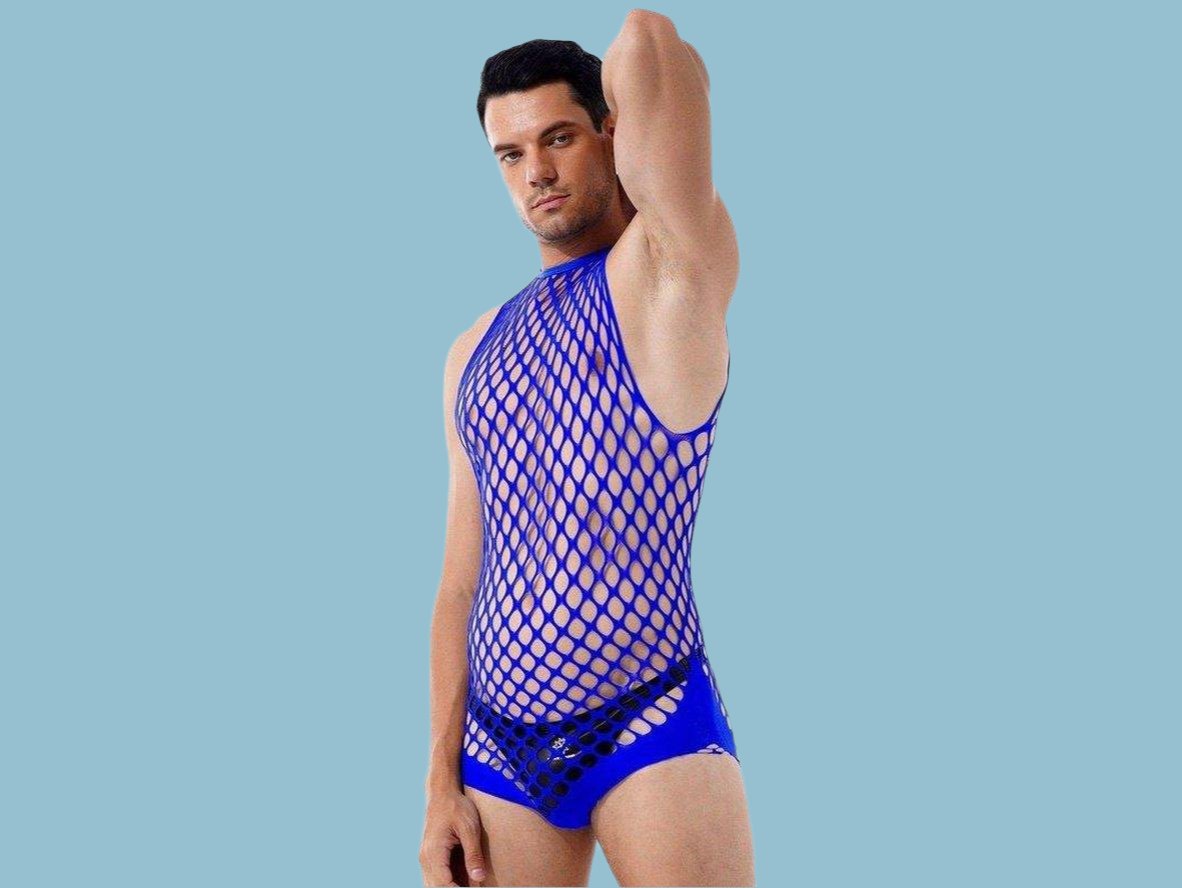Gay Swim Bodysuits | Netted Sleeveless Bodysuit