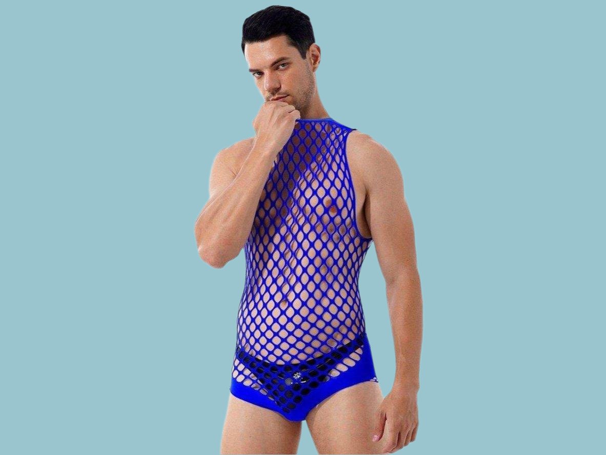Gay Swim Bodysuits | Netted Sleeveless Bodysuit