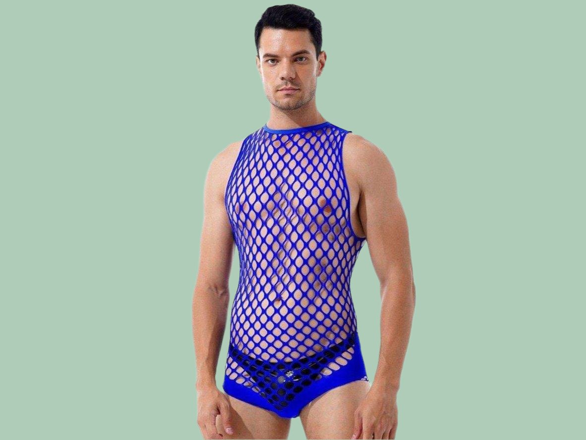 Gay Swim Bodysuits | Netted Sleeveless Bodysuit