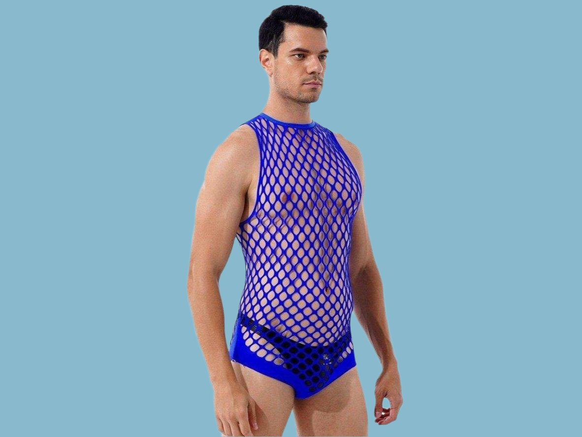 Gay Swim Bodysuits | Netted Sleeveless Bodysuit