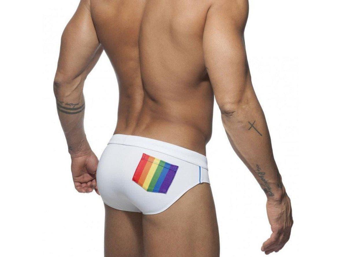 Gay Swim Briefs | DESMIIT Swimwear Rainbow Push Up Pad Swim Briefs