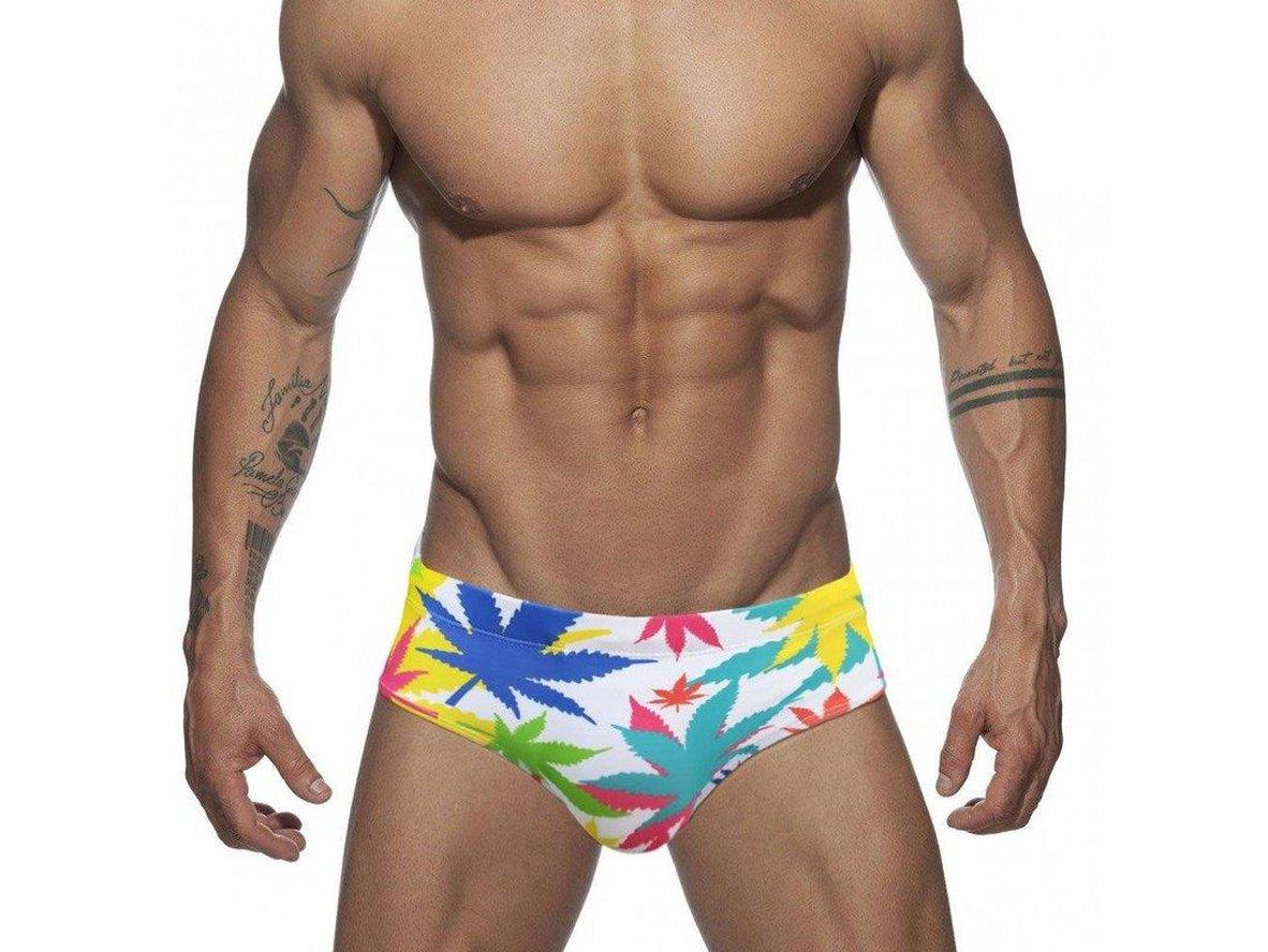 Gay Swim Briefs | UXH Sexy Leaf Print Swim Briefs