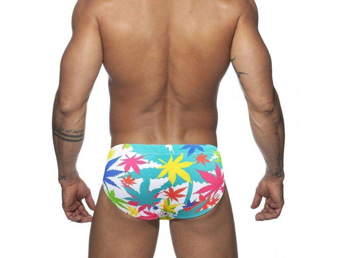 Gay Swim Briefs | UXH Sexy Leaf Print Swim Briefs