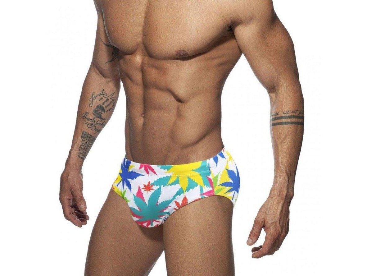 Gay Swim Briefs | UXH Sexy Leaf Print Swim Briefs