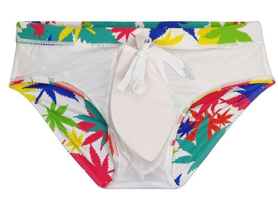 Gay Swim Briefs | UXH Sexy Leaf Print Swim Briefs