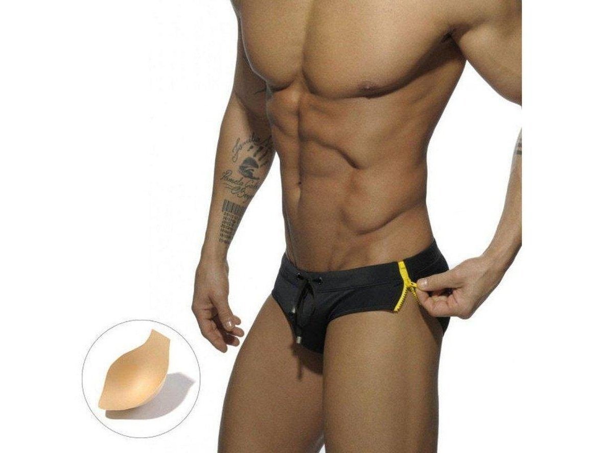 Gay Swim Briefs | UXH Swimwear Side Zipper Pushup Pad Swim Briefs