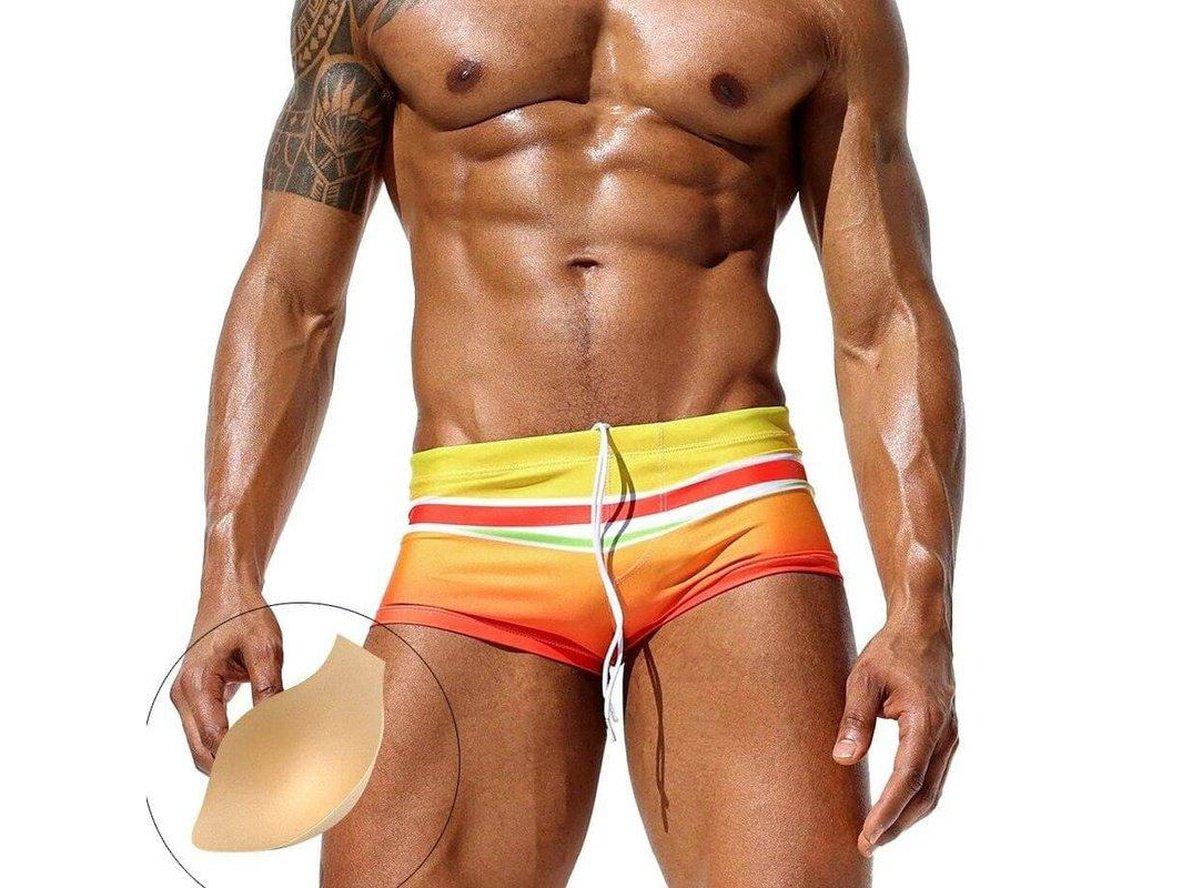 Gay Swim Trunks | SEOBEAN Swimwear Stripe Pushup Pad Swim Trunks