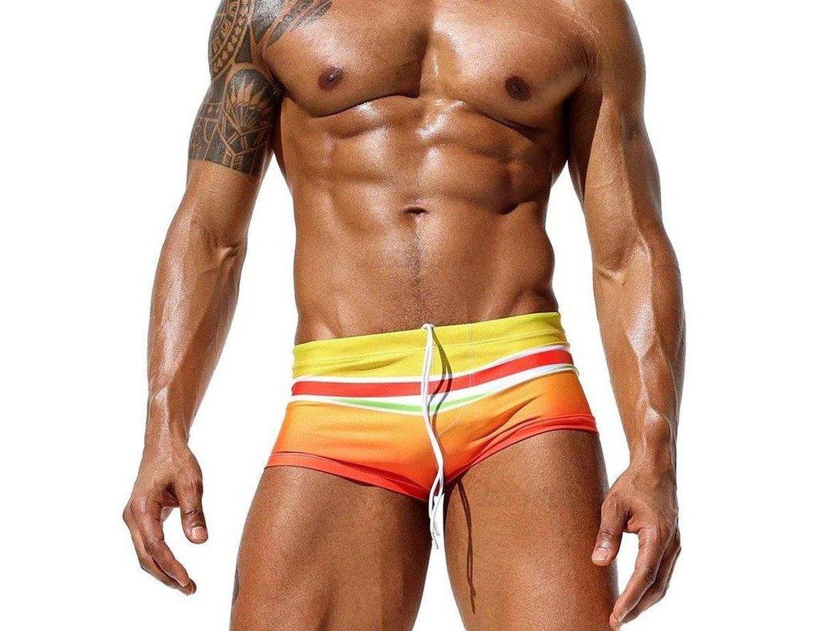 Gay Swim Trunks | SEOBEAN Swimwear Stripe Pushup Pad Swim Trunks