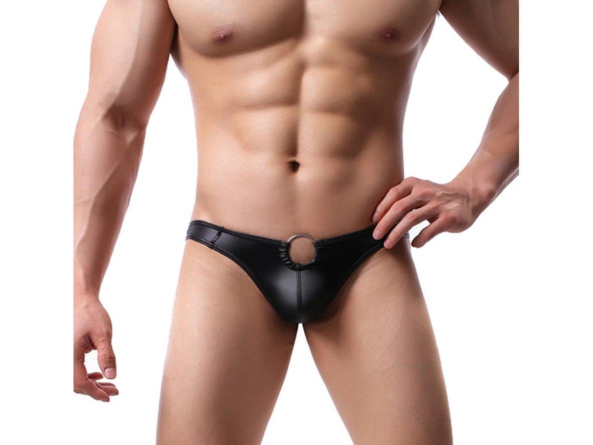 Gay Thongs | CLEVER-MENMODE Faux Leather Metal Ring Thong