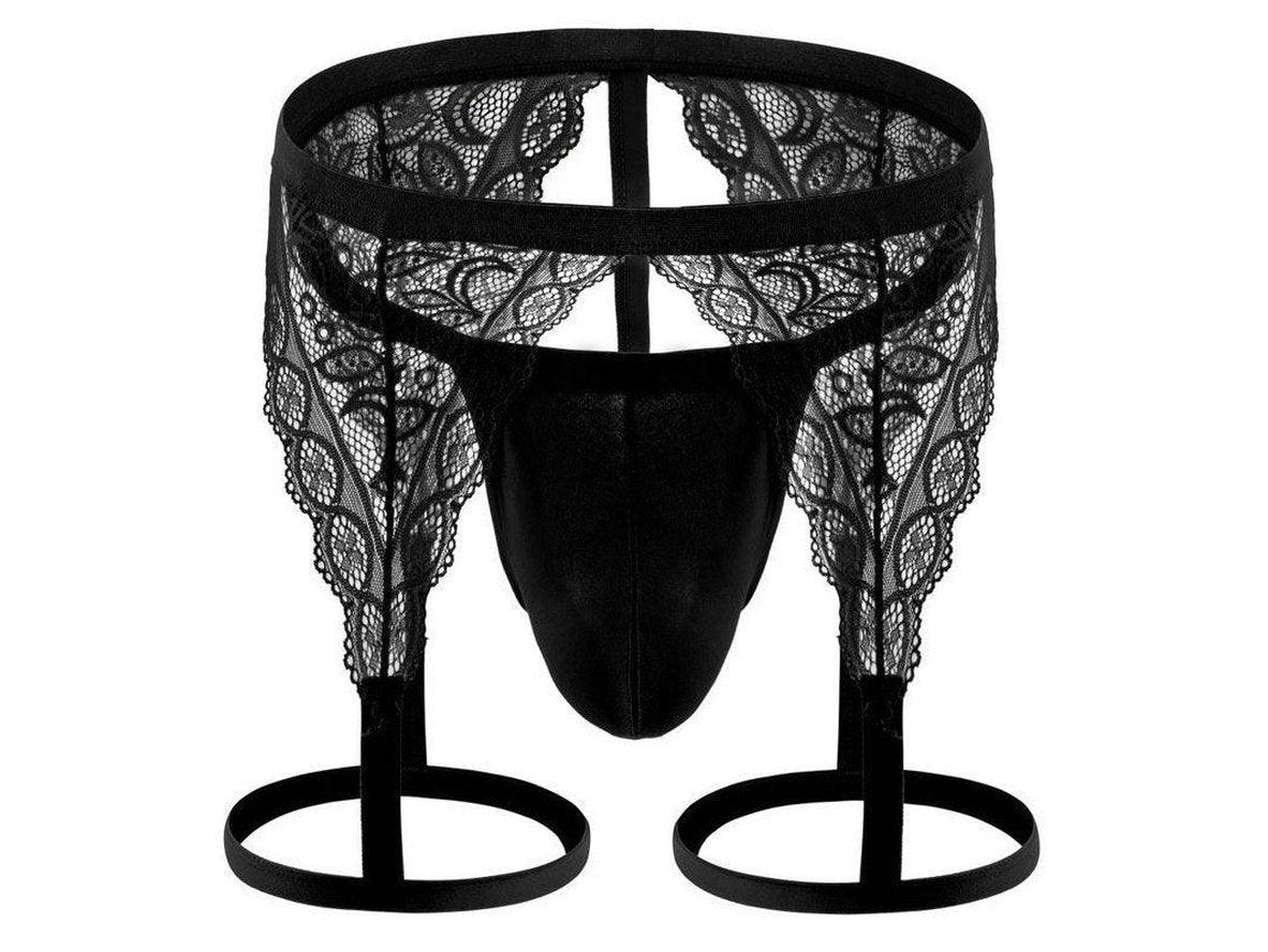 Lace Temptation – Gay Lingerie Thong with Leg Straps