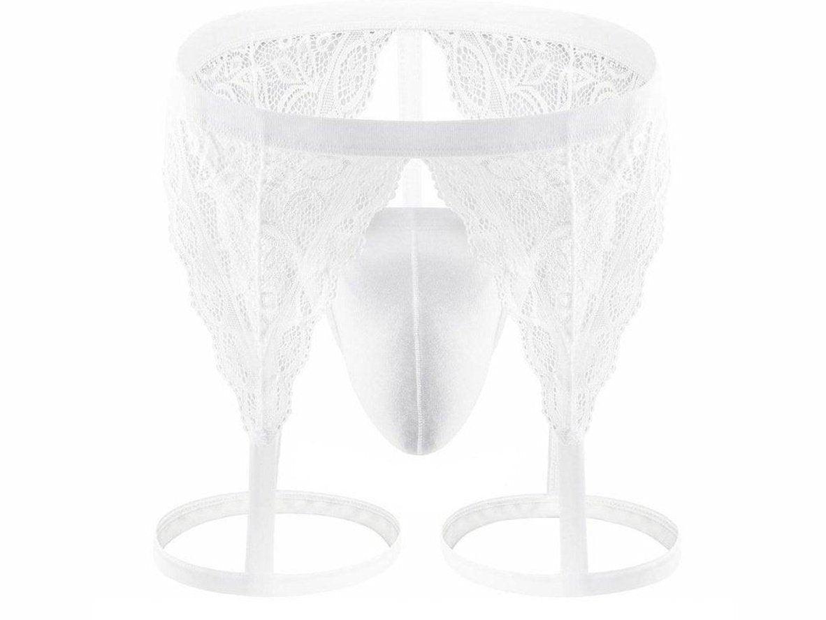 Lace Temptation – Gay Lingerie Thong with Leg Straps