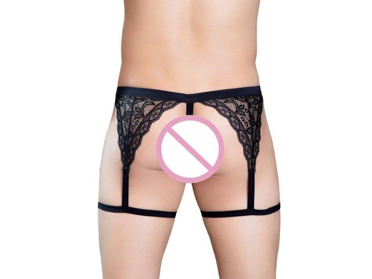 Lace Temptation – Gay Lingerie Thong with Leg Straps