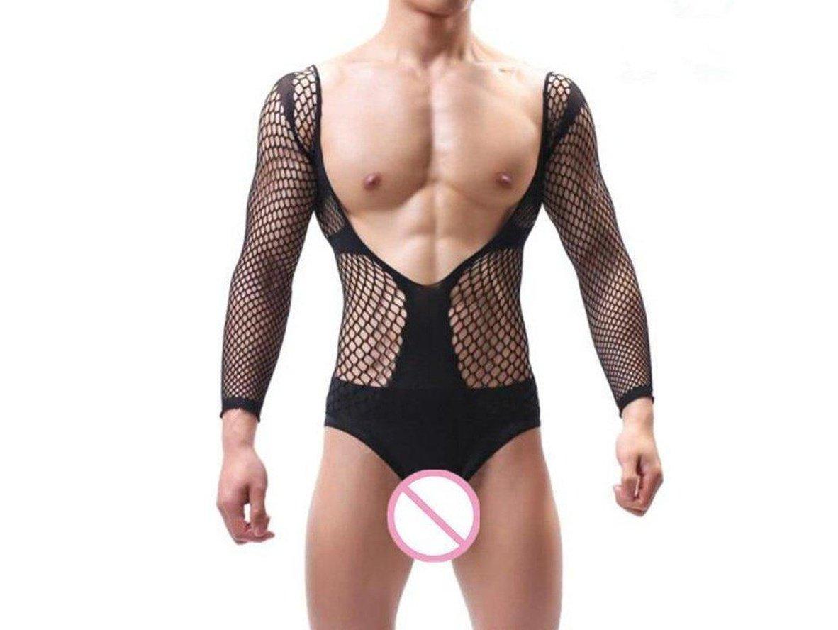 Gay Bodysuits | Long Sleeve Deep V Cut Lingerie Bodysuit