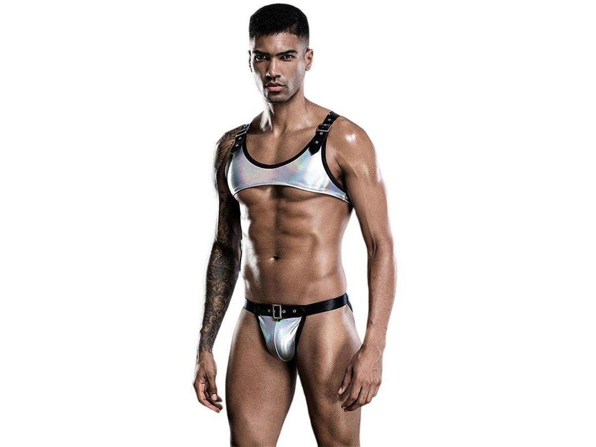 Gay Bodysuits | Clubwear Silver Top + Briefs Set