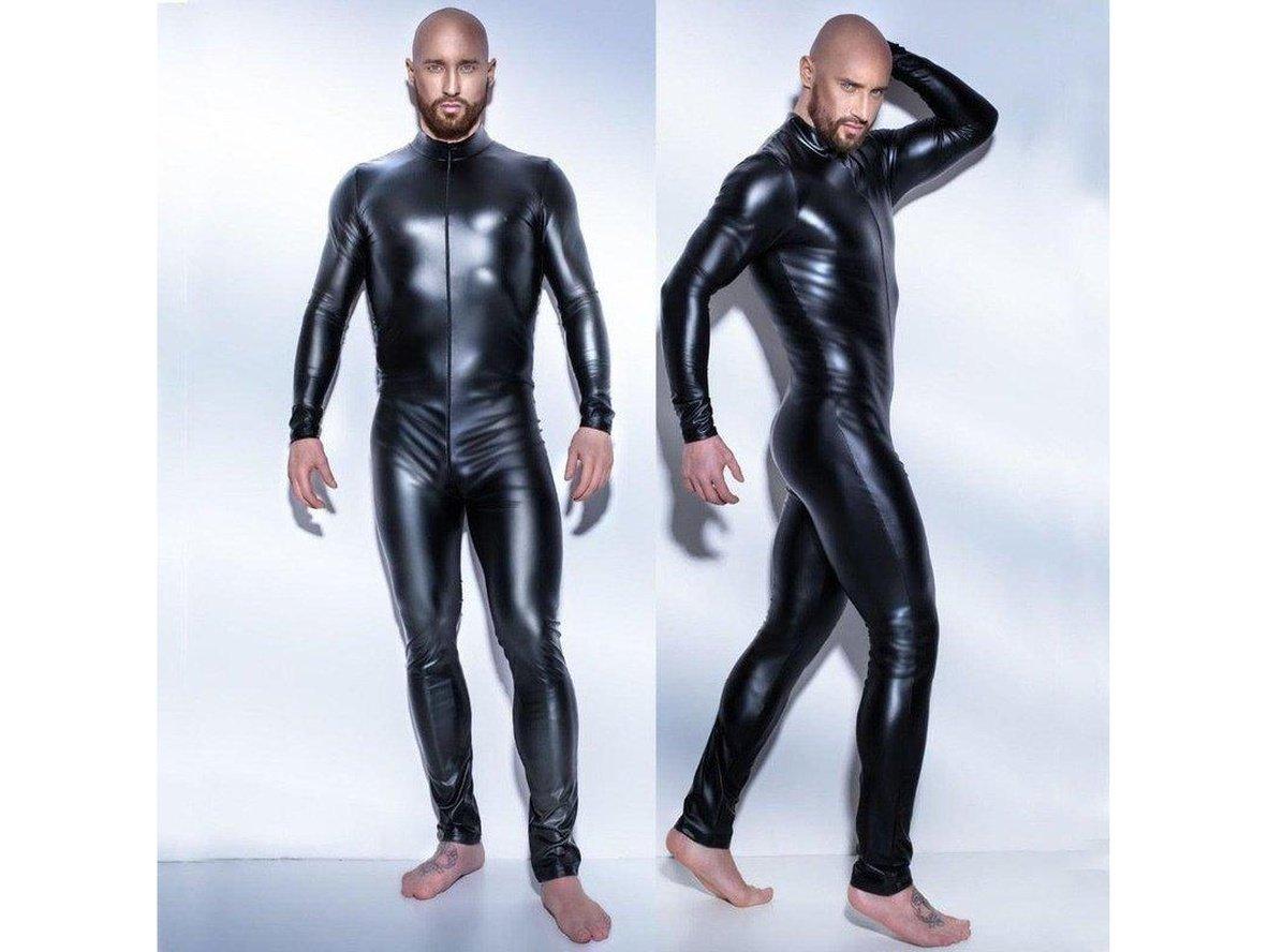 Gay Bodysuits | Wet Look Faux Leather One Piece Bodysuit