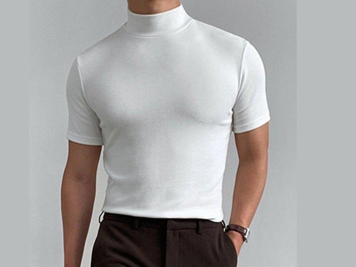Gay Fashion Tops | High-Neck Short Sleeve Fashion Top