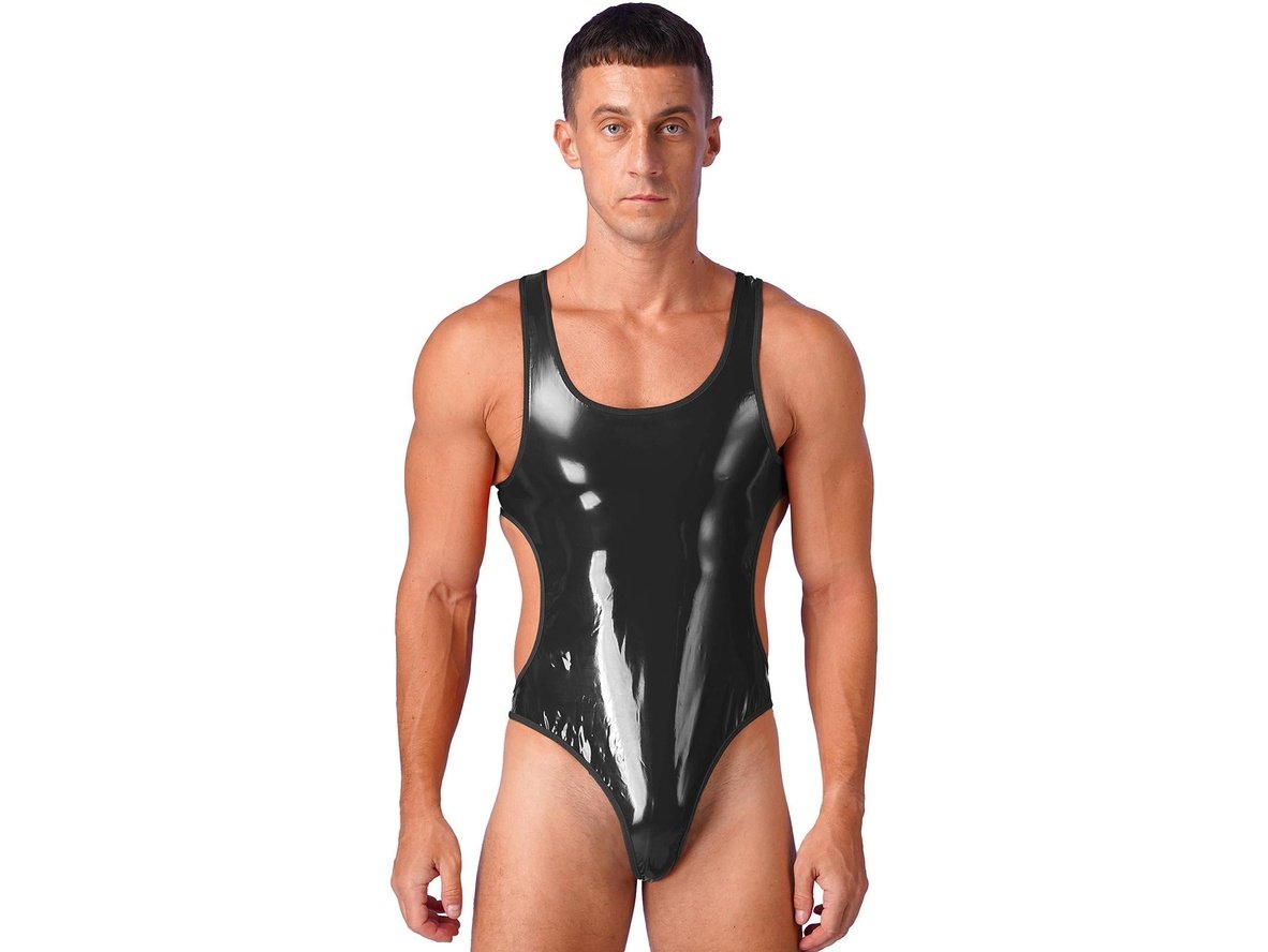 Gay Bodysuits| Clubwear Faux Leather Bodysuit