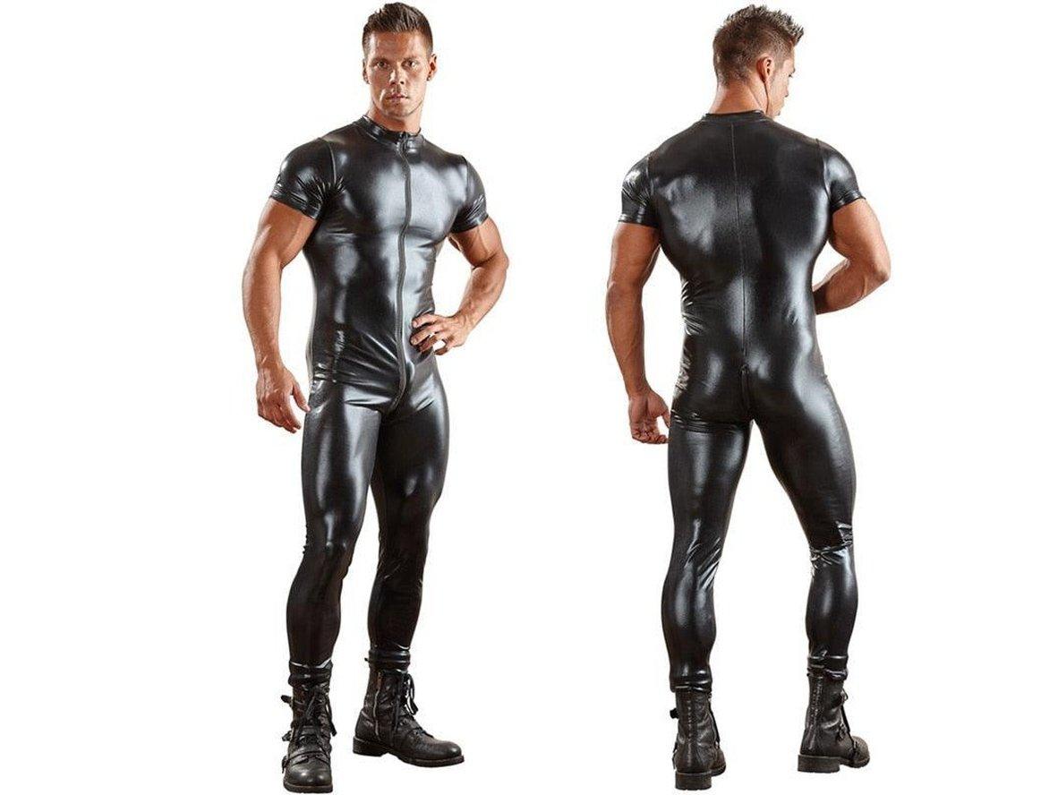 Gay Bodysuits | Clubwear Faux Leather Tight Skin Full Bodysuit Front Zipper